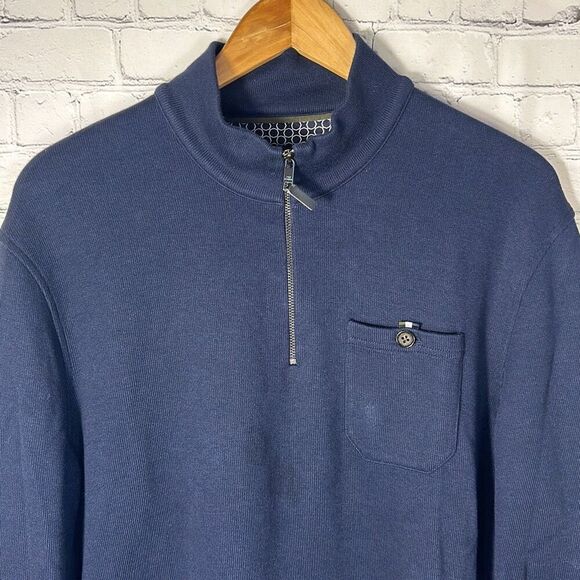TED BAKER Floss Quarter Zip Pullover Navy size XL US 5EU Modal Stretch - Picture 2 of 9
